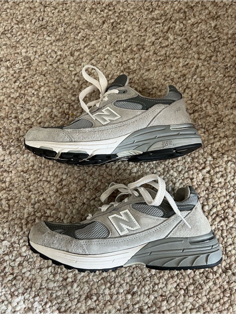 New Balance Light Gray & Charcoal Suede Mesh Sneakers 998 Size 7.5